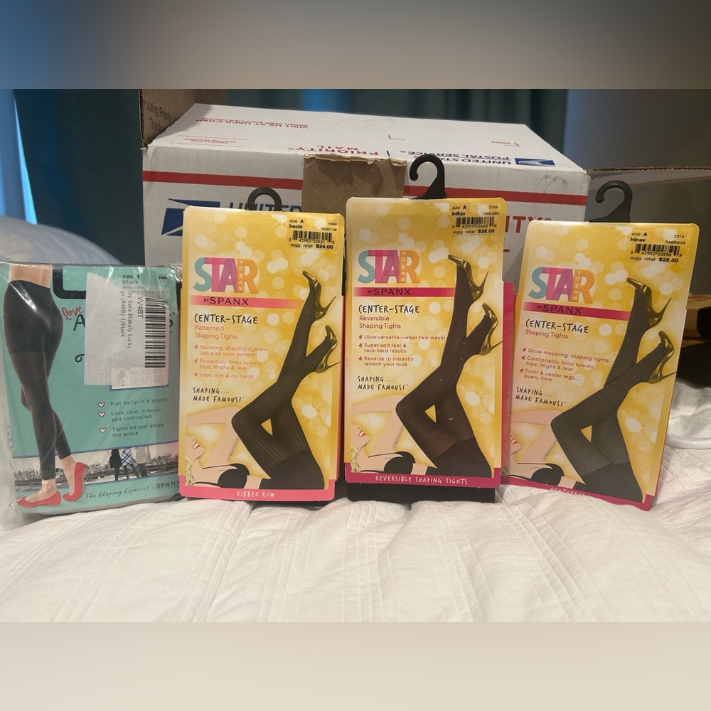 Bundle! 4 Pairs of New Spanx Shaping Tights in Various Patterns! Size XS/Small